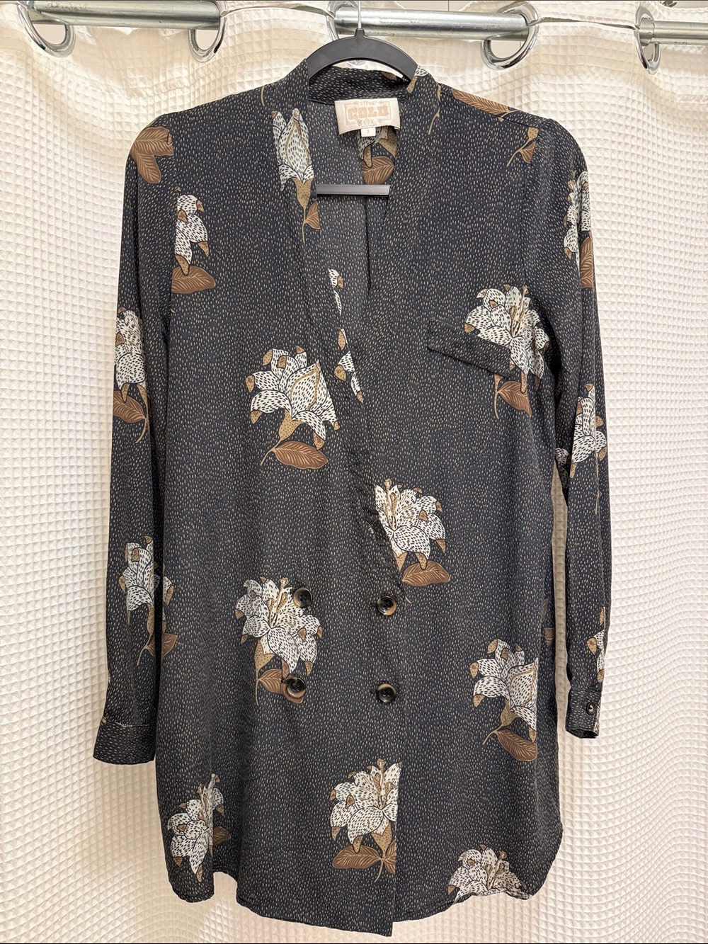 RARE Archival Stone Cold Fox Silk Printed Tunic Blouse Dharma Floral - size 2